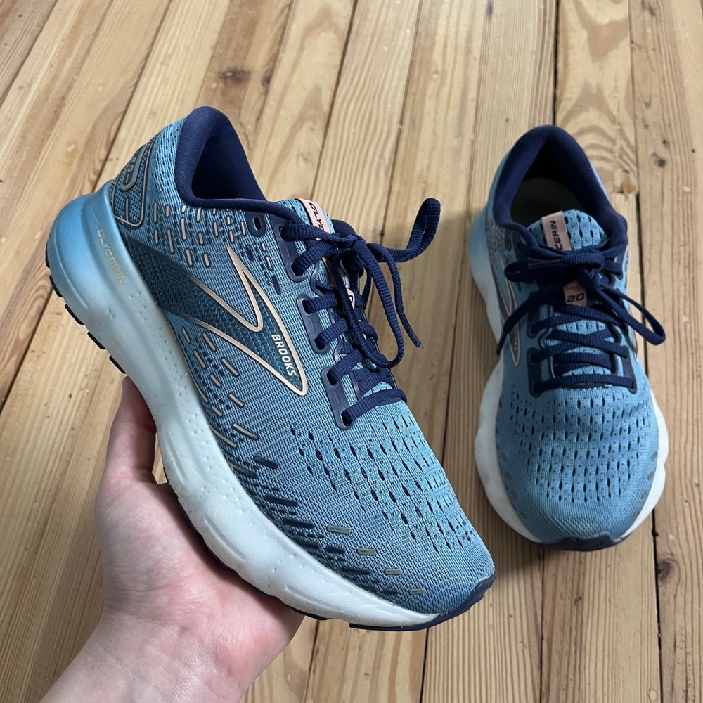 Brooks Glycerin 20 Womens Running Shoes Blue Navy Rose Gold 1203691B478 Size 8